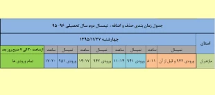 جدول زمانبندی حذف و اضافه  نیمسال دوم سال تحصیلی 96-95 3