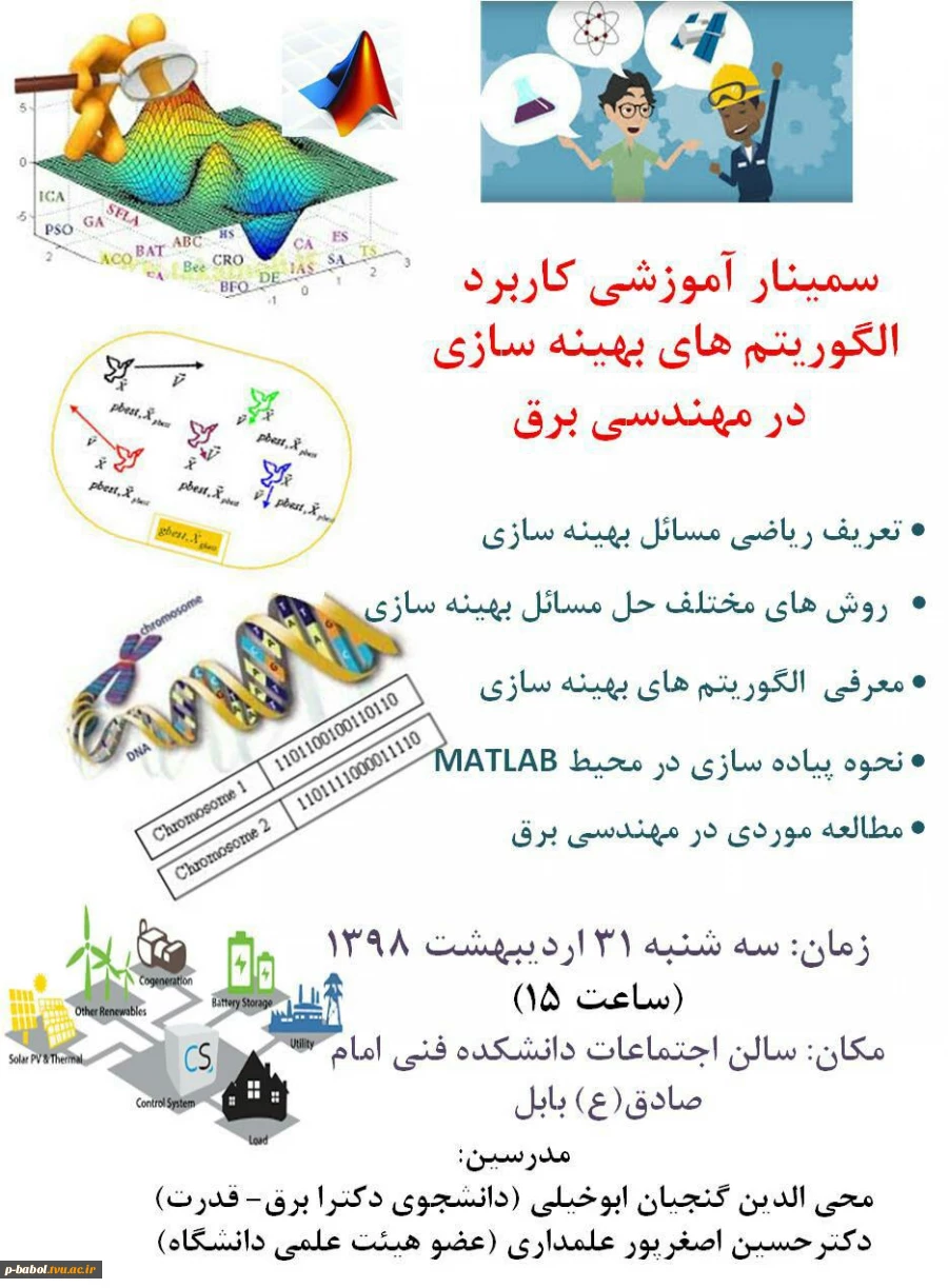 سمینار آموزشی کاربرد الگوریتم های بهینه سازی در مهندسی برق 2