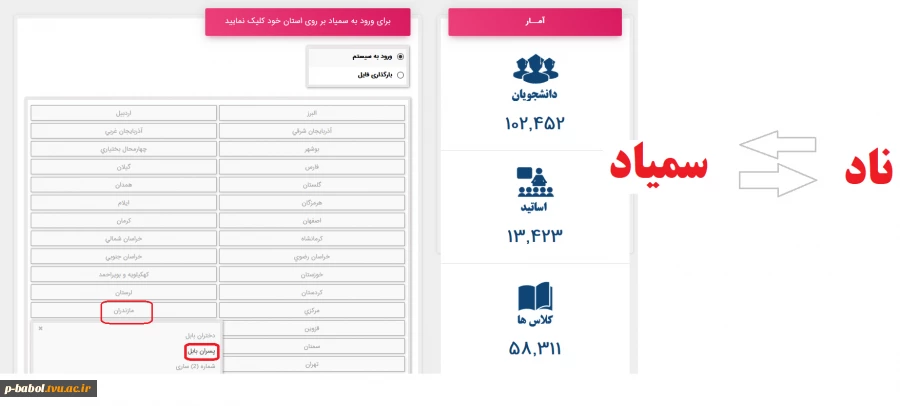 اطلاعات کاربری و رمز عبور سامانه سمیاد 2