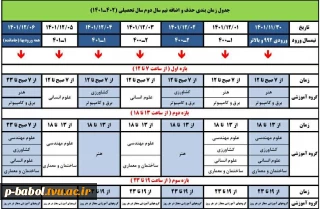 جدول زمانبندی حذف و اضافه نیمسال دوم سال تحصیلی 2-1401