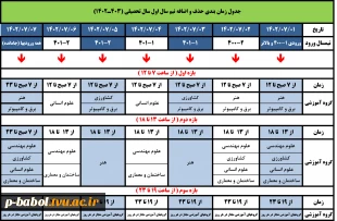 جدول زمان بندی "انتخاب واحد"  و "حذف و اضافه" نیمسال اول سال تحصیلی (403ـ1402) 2